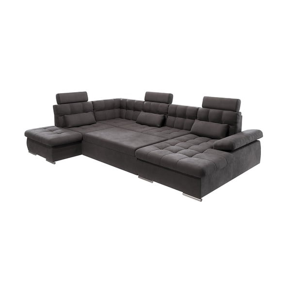 Антрацитен разтегателен ъглов диван с място за съхранение (ляв ъгъл/U форма) Merkur – Ropez-image-2