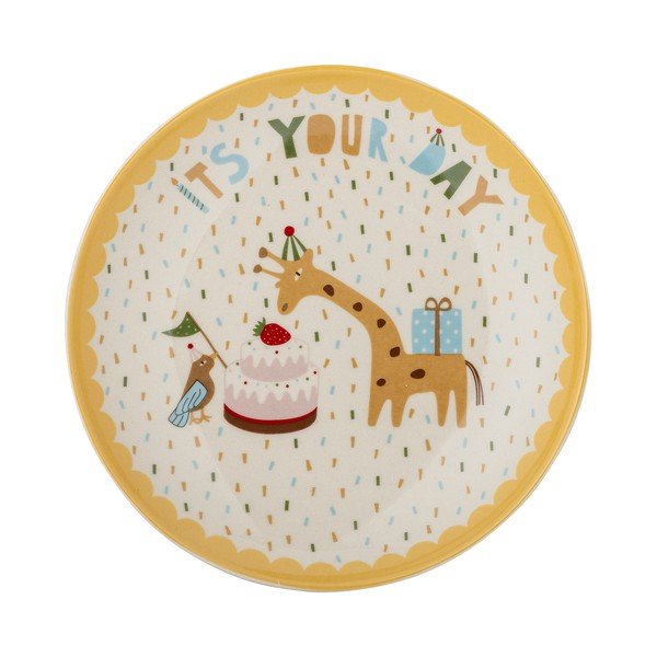 Жълта/кремава глинена детска чиния ø 16 cm Celebrate – Bloomingville Mini