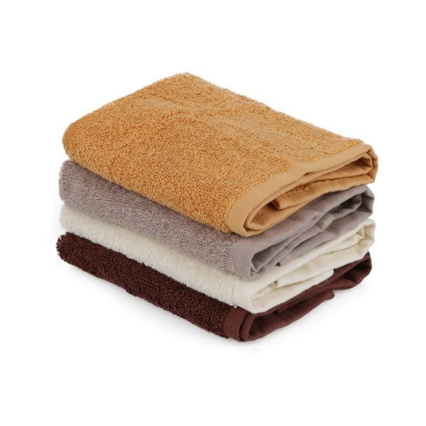 Комплект от 4 бежово-кафяви памучни кърпи, 30 x 30 cm - Unknown