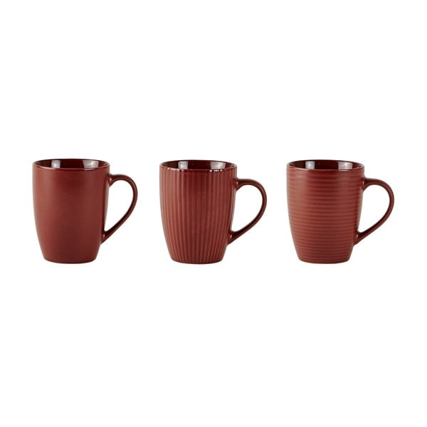 Комплект от 3 тъмночервени чаши Texture, 300 ml - KJ Collection