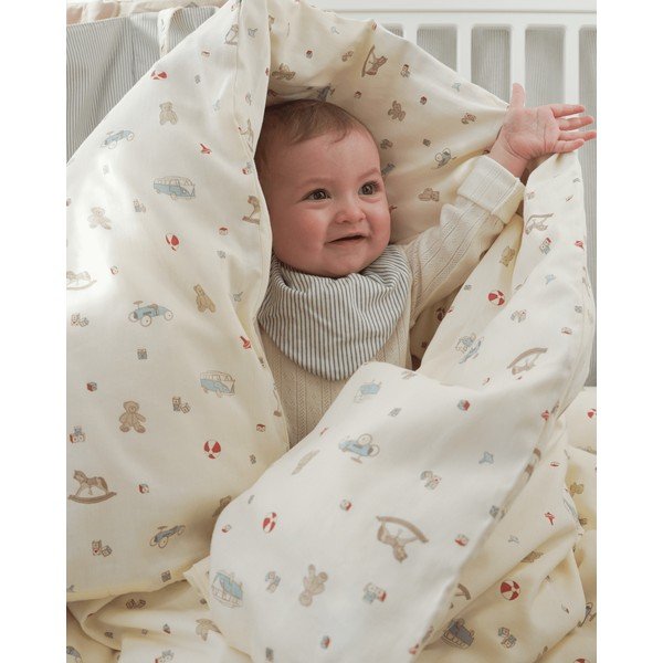 Светложълто детско спално бельо за детско креватче от органичен памук 100x140 cm Vintage Toys – Cam Cam Copenhagen-image-1