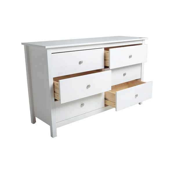 Бял нисък скрин от масивен бор 130x80 cm Berna – Marckeric-image-2