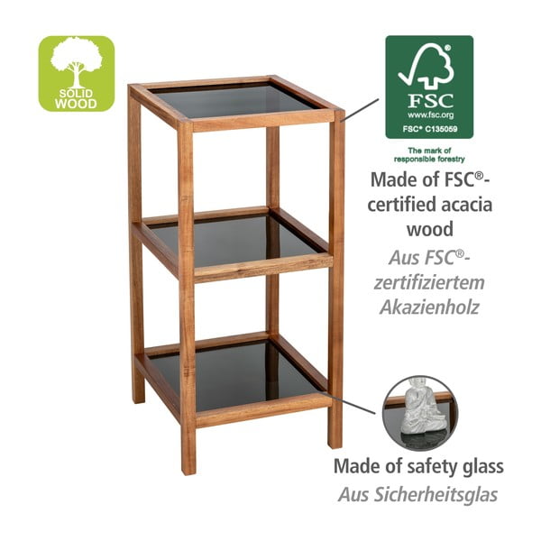 Стъклен рафт за баня в черен и естествен цвят 36x79 cm Fondi - Wenko-image-4