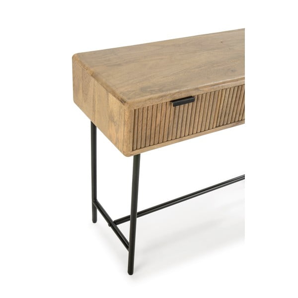 Конзолна маса от масивно манго в естествен цвят 38x100 cm Mundra – MOME-image-3