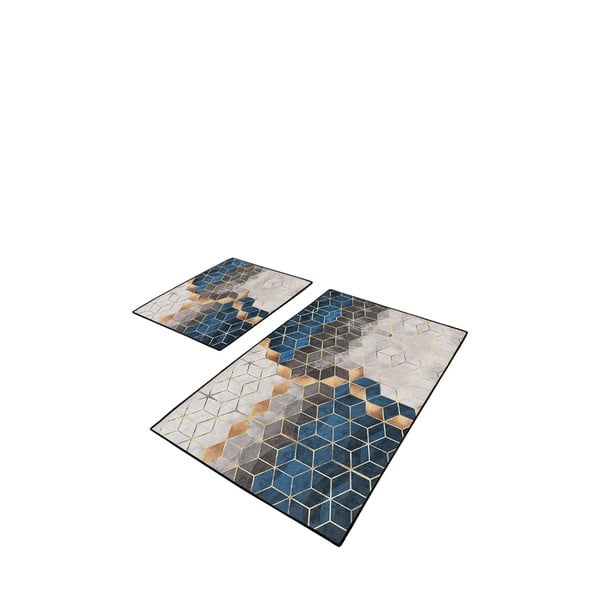Синьо-сиви килимчета за баня в комплект от 2 броя 60x100 cm Optic - Mila Home