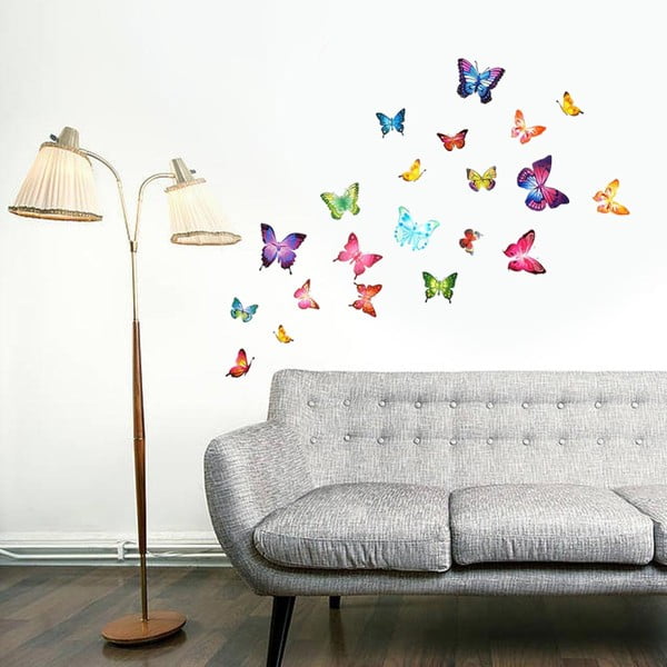 Samolepka na stěnu se Swarovski krystaly WALPLUS Barevní motýlci