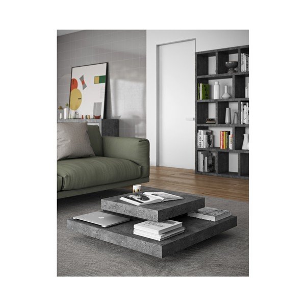 Масичка за кафе в бетонен декор с черни детайли Slate - TemaHome-image-1