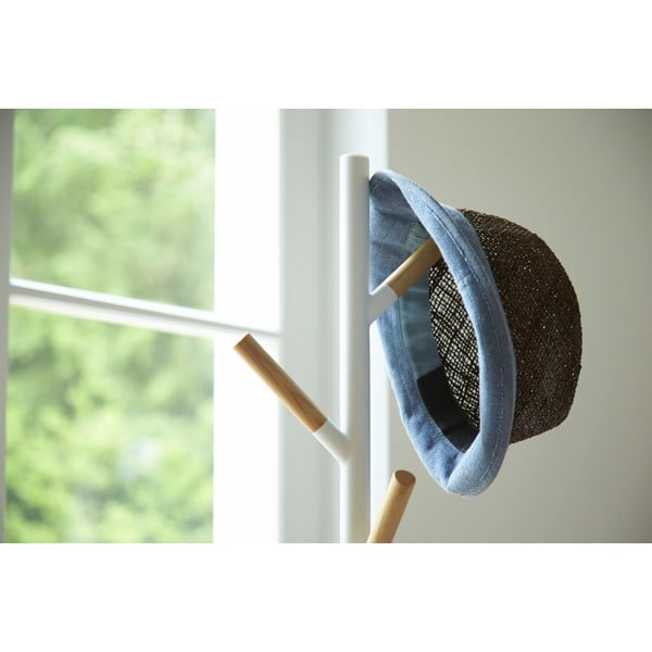 Бяла подова закачалка с детайли от букова дървесина Закачалка за стълб Plain - YAMAZAKI-image-3