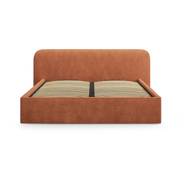 Двойно тапицирано легло с място за съхранение с включена подматрачна рамка в тухлен цвят 200x200 cm Elizabeth – Micadoni -image-4