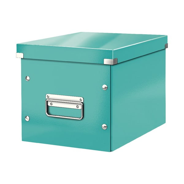 Тюркоазена картонена кутия за съхранение с капак Click&Store - Leitz