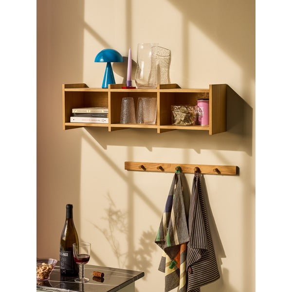 На няколко нива стенен рафт от декор от дъб в естествен цвят 80 cm Focal – Hübsch-image-1