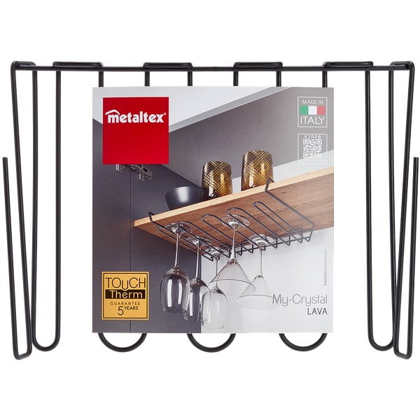 Черен висящ държач за чаша вино Wine Glass - Metaltex-image-2