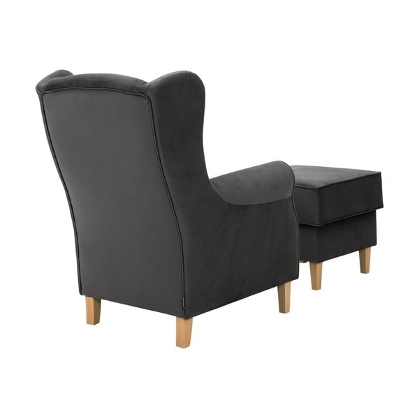 Антрацитно кадифено кресло с отоманка Lorris - Max Winzer-image-3
