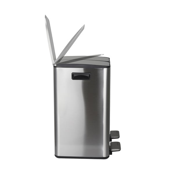Стоманено кошче за боклук 2x20 l за рециклиране с педал в матово сребрист цвят   Aliya – Spirella-image-3