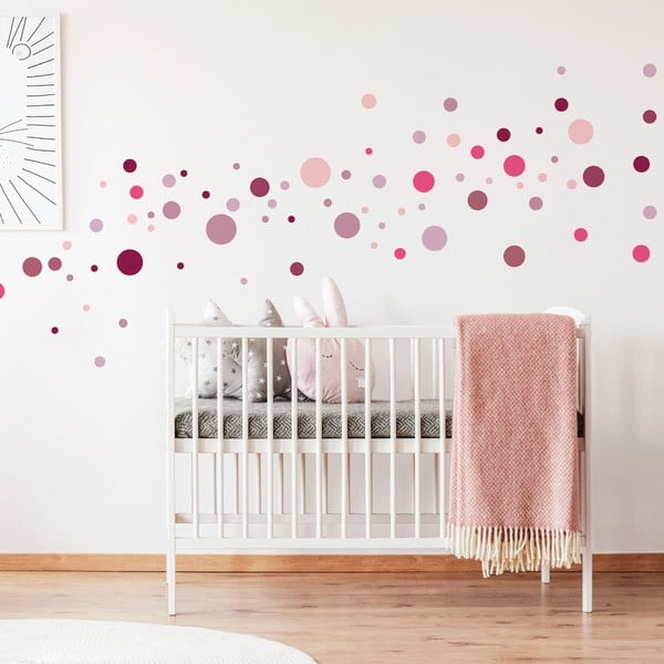 Комплект от 100 розови стикера за стена Кръгли стикери - Ambiance-image-1