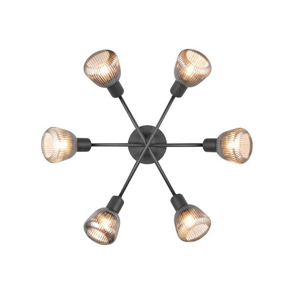 Черно осветително тяло за таван със стъклен абажур Tarifa – Trio-image-4