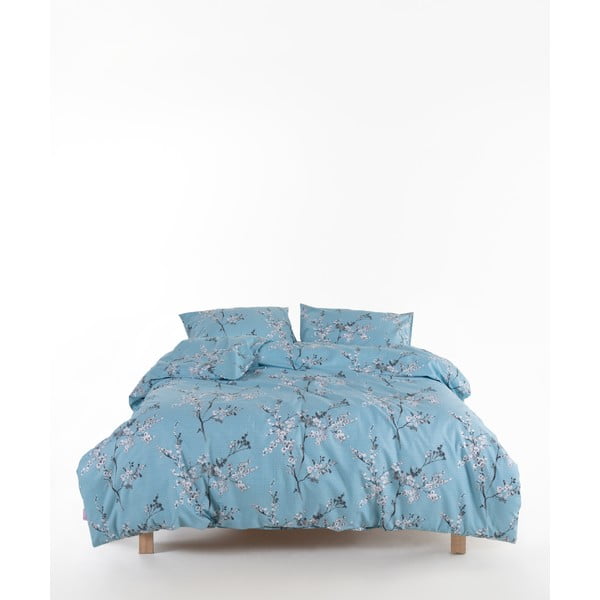 Синьо  единично  спално бельо от памук Renforcé 140x200 cm Blue Floral – Mila Home Luxury