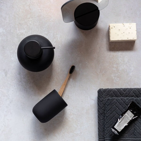 Черна керамична чаша за четка за зъби Lotus - Mette Ditmer Denmark-image-4