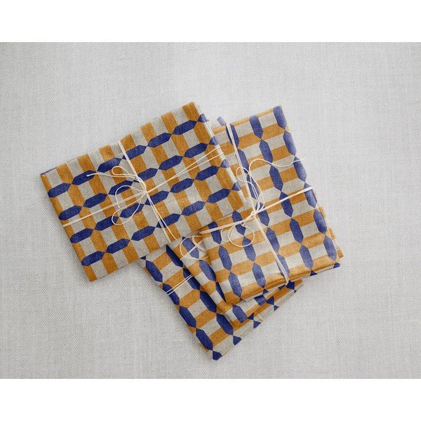 Комплект от 4 ленени салфетки Orange Geometric, 43 x 43 cm - Really Nice Things-image-2