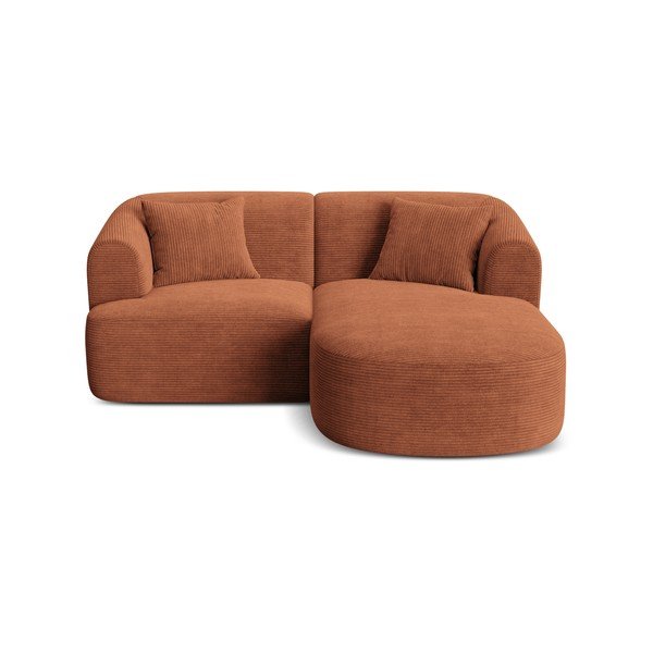 Теракотен ъглов диван от рипсено кадифе (десен ъгъл) Campi – Cosmopolitan Design