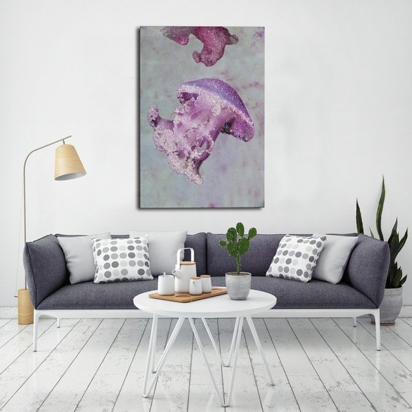 Ръчно рисувана картина в рамка от борова дървесина Medusa Purple, 80 x 120 cm - Mauro Ferretti-image-1