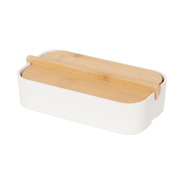 Бяла кутия за съхранение с бамбуков капак , 15,4 x 8,3 cm Ecologic - Compactor