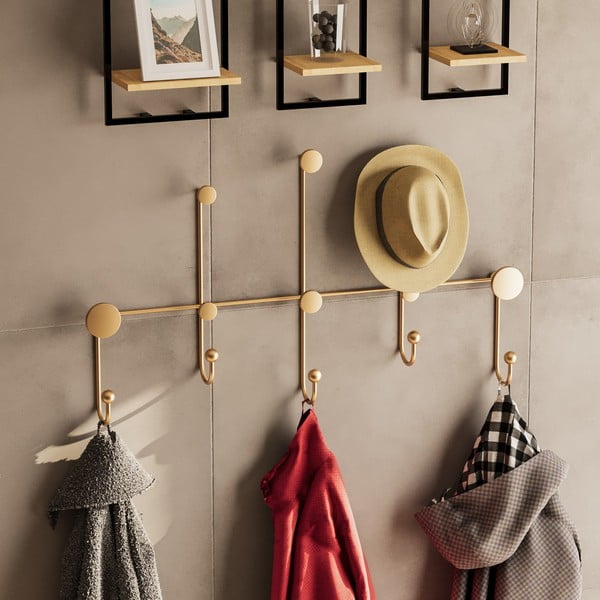 Метална стенна закачалка в златист цвят  Dama – Kalune Design-image-2