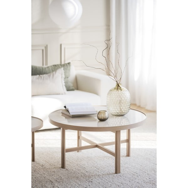 Кръгла масичка за кафе с керамичен плот естествена 90x90 cm Marsden – Rowico-image-1