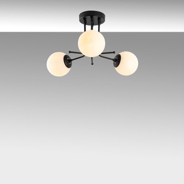 Черно осветително тяло за таван със стъклен абажур ø 15 cm Daisy – Opviq lights-image-4