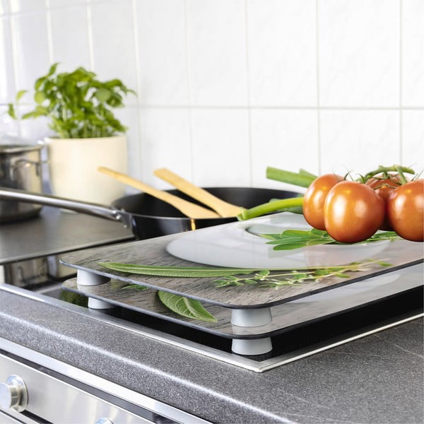 Комплект от 2 стъклени капака за печка Herbal, 52 x 30 cm Herb Garden - Wenko-image-1