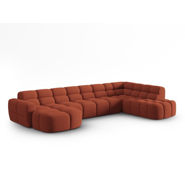 Ъглов диван в тухлен цвят Lisa – Micadoni Home-image-3