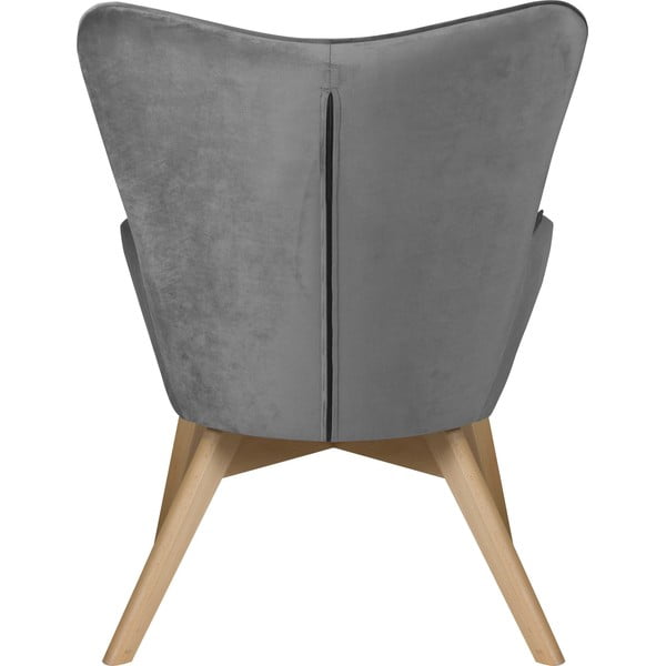 Сив кадифен фотьойл с табуретка Niko – Ropez-image-4