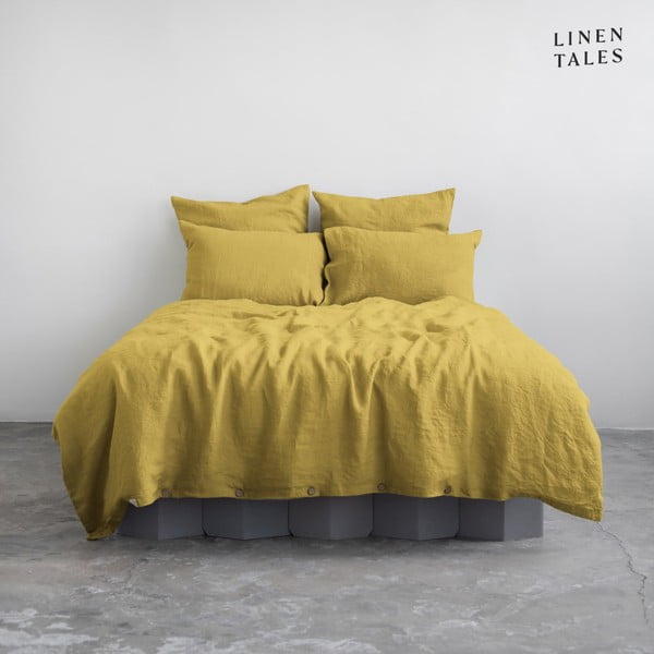 Жълт ленен чаршаф за единично легло 165x220 cm - Linen Tales