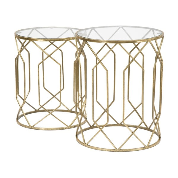 Кръгли странични маси със стъклен плот в комплект от 2 броя ø 42 cm Tunisi - Mauro Ferretti-image-1