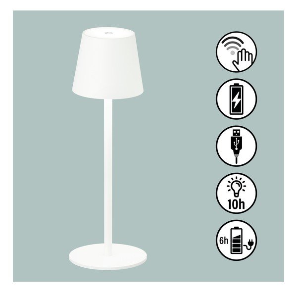 Бяла LED настолна лампа със сензор за движение и метален абажур (височина 38 см) Tropea - Fischer & Honsel-image-2