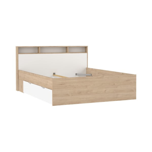 Двойно легло от дъбов декор с място за съхранение без ламелно дъно в естествен цвят  160x200 cm Ikast – Tvilum-image-2