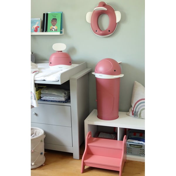 Тъмнорозово пластмасово кошче за пелени 25 l Whale – Kindsgut-image-1