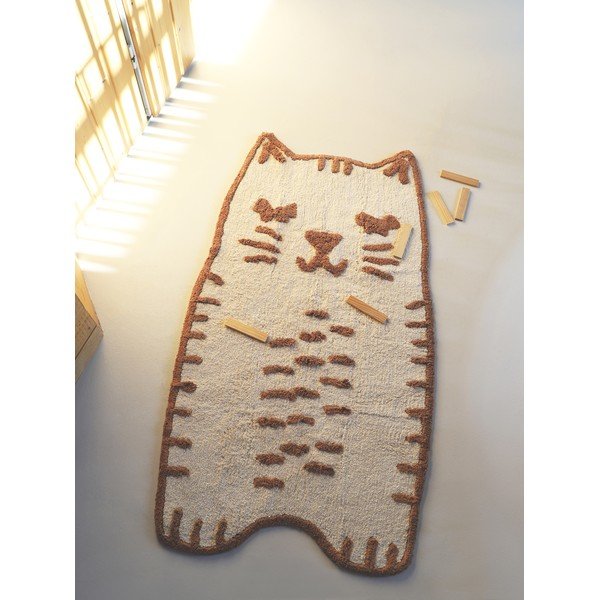 Кремав ръчно изработен памучен детски килим подходящ за пране 65x120 cm Little Charlie – Nattiot-image-3