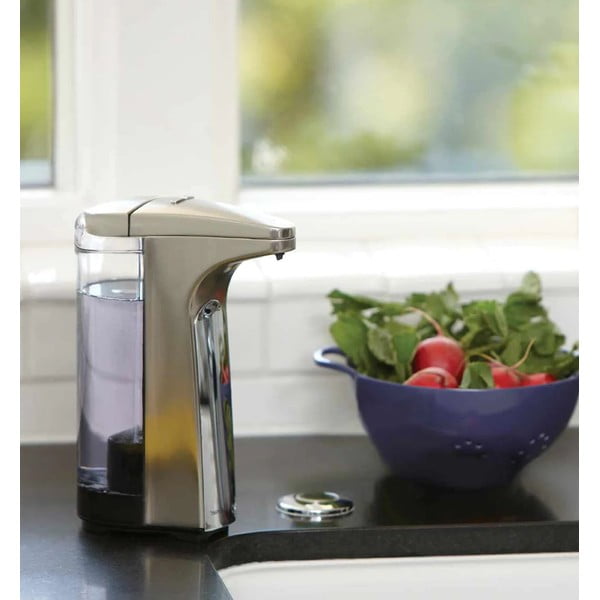 Сив автоматичен метален дозатор за сапун 237 ml - simplehuman-image-1