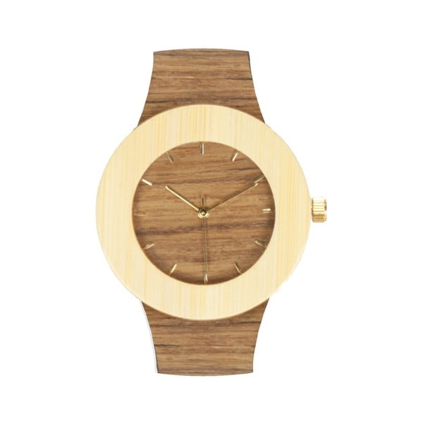 Dřevěné hodinky s hodinovými čárkami Analog Watch Co. Teak & Bamboo