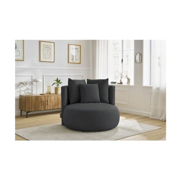 Тъмносиво кадифено кресло Cesar – Bobochic Paris-image-1