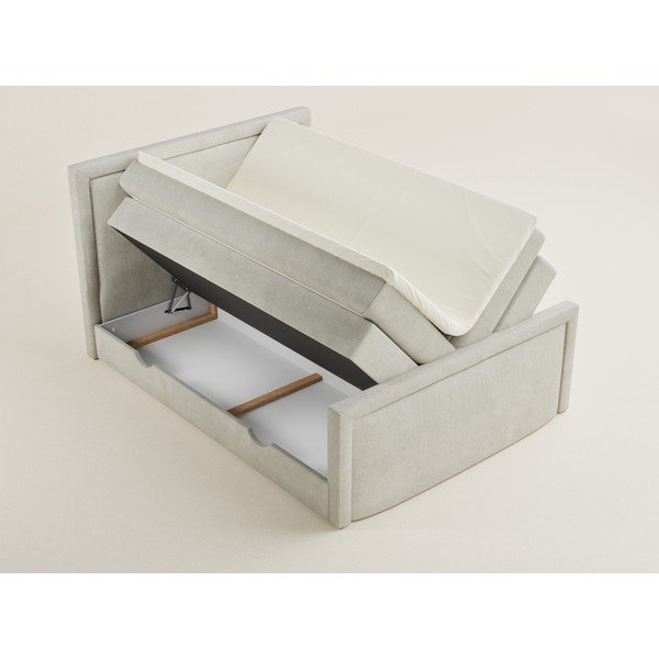 Кремаво боксспринг легло 200x200 cm с място за съхранение Fresco – Maison de Rêve-image-3