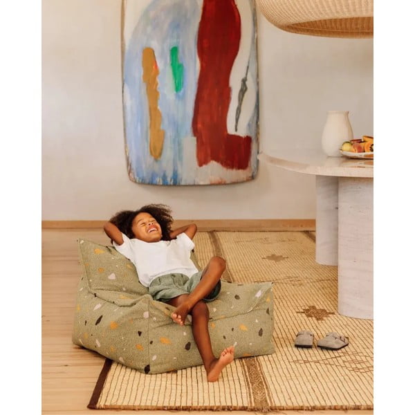 Зелен детски пуф от букле и шенил Terrazzo Chair – Wigiwama-image-2