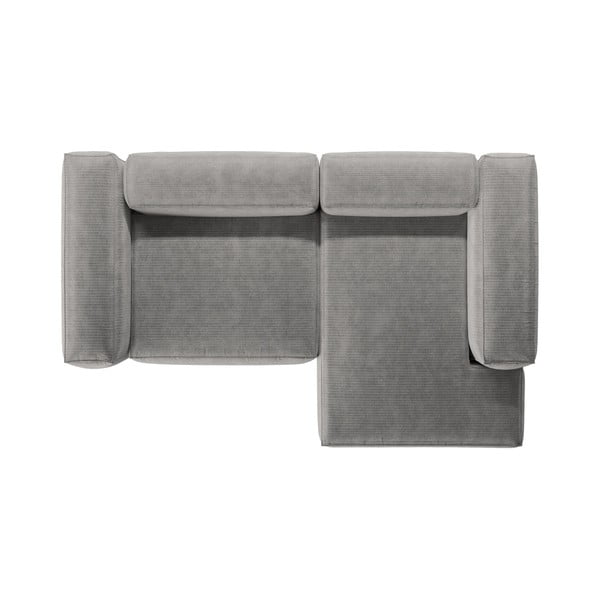 Светлосив ъглов диван от рипсено кадифе (десен ъгъл) Bergamo – Cosmopolitan Design-image-3