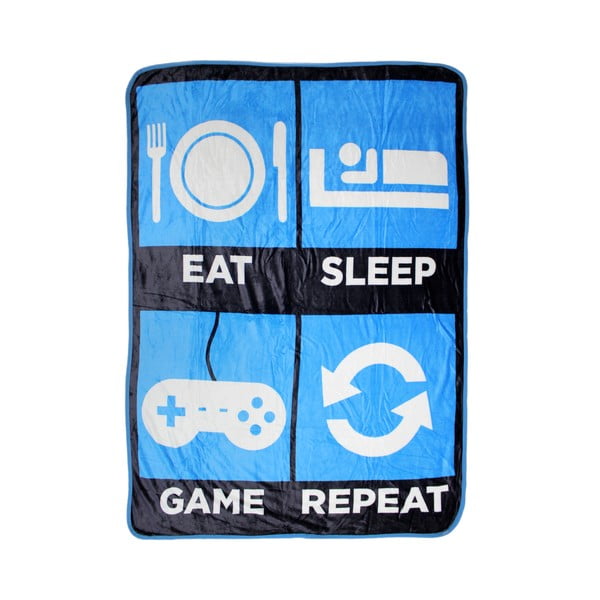 Синьо плажно одеяло , 114 x 152 cm Eat Sleep Game Repeat - Big Mouth Inc.