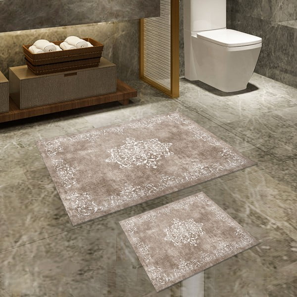Сиви/кафяво-сиви килими за баня в комплект 2 бр. 60x100 cm – Foutastic-image-2