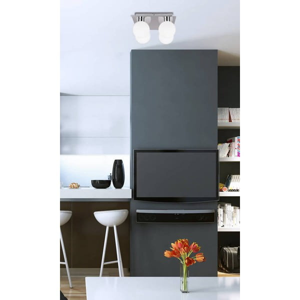 Лампа за таван в сребристо със стъклен абажур 25x25 cm Oden - Candellux Lighting-image-1