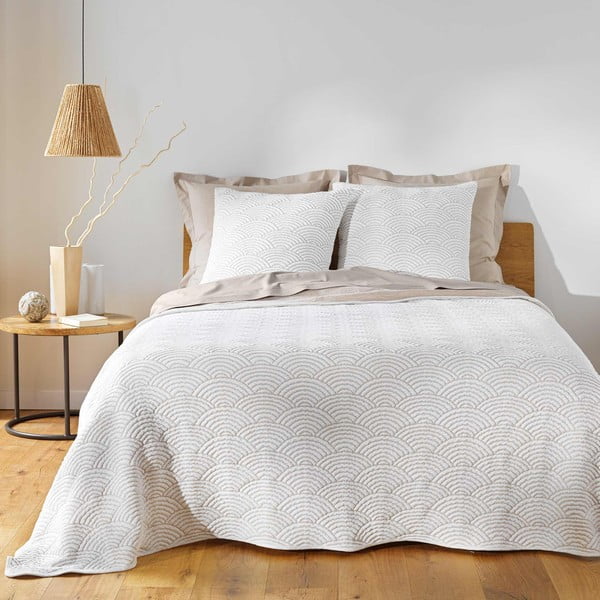 Бяло/бежово комплект шалте и калъфка за възглавница от джърси 220x240 cm Cassandra – douceur d'intérieur-image-1