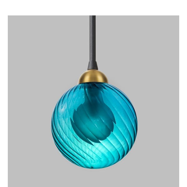Синьо  висящо осветително тяло със стъклен абажур ø 12 cm Twister – Squid Lighting-image-3