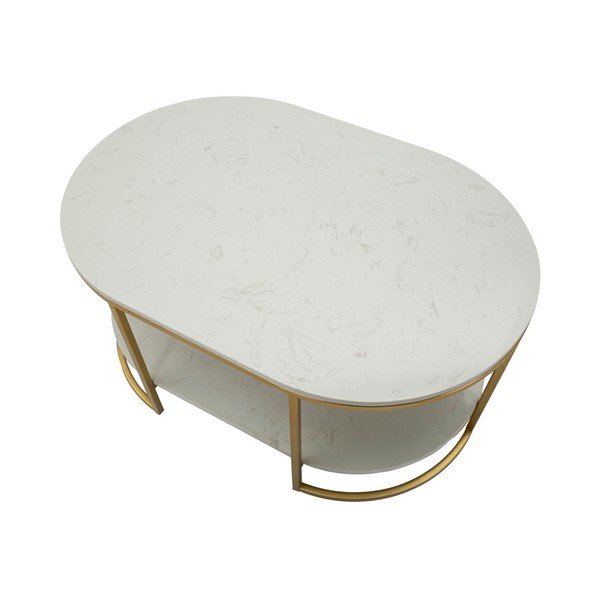 Бяла/златистa масичка за кафе с мраморна плоча 60x90 cm Izmir – Mauro Ferretti-image-4